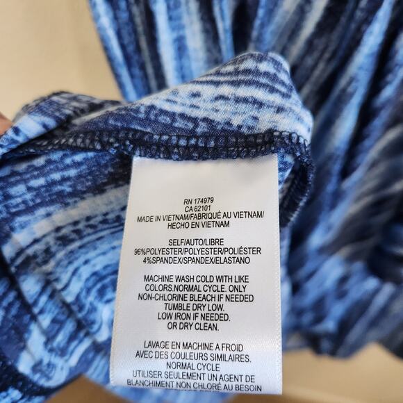 BCBG Maxazria Sleeveless V-Neck Jersey Faux Wrap Dress Retro Blue Size Large - Picture 7 of 7